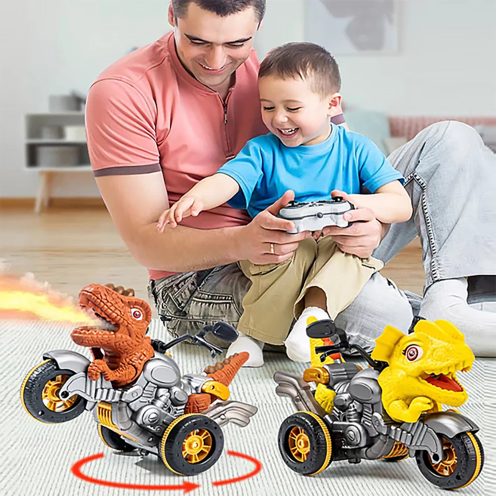 2.4GHz Remote Control Dinosaur Train Motorcycles Toys for Kids Boys,Indoor Outdoor All Terrain Electric RC Car Toys Gifts