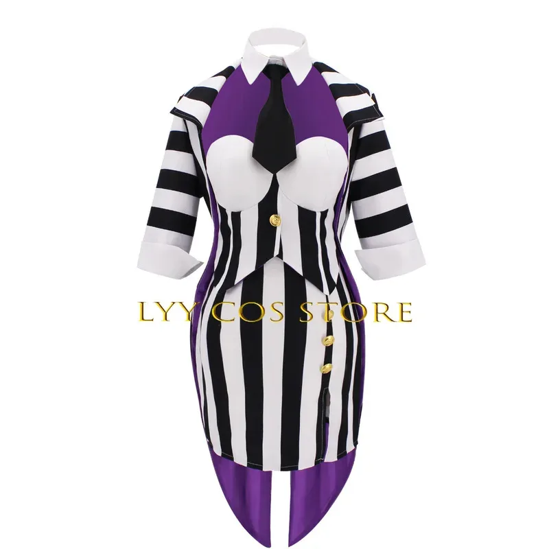 CyHorror Mage Cosplay Anime Adam Costume Beetle Uniform Women Stripe DRESSES Party Role Play Clown Outfit for Women