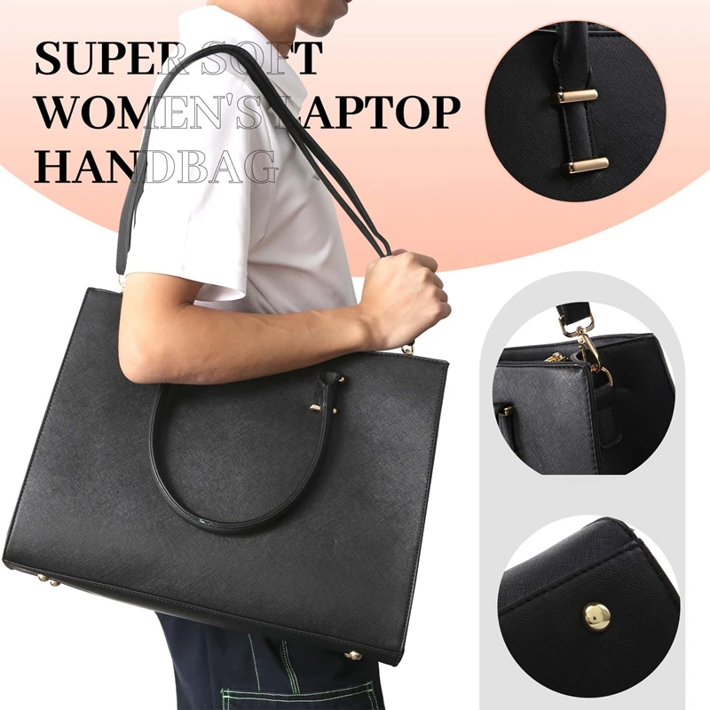 Laptop Bag Women 15.6-Inch Computer Work Handbag Leather Handbag Business Office Bag