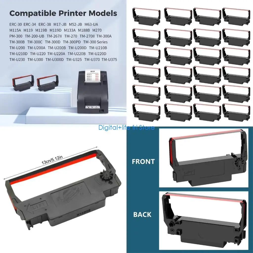 E06D 24Pcs ERC30 ERC-30 30 34 38 B/R for Ribbon Cartridge for ERC30/ERC34/ERC38, TM-U220, Bixolon GRC-220BR, M188B