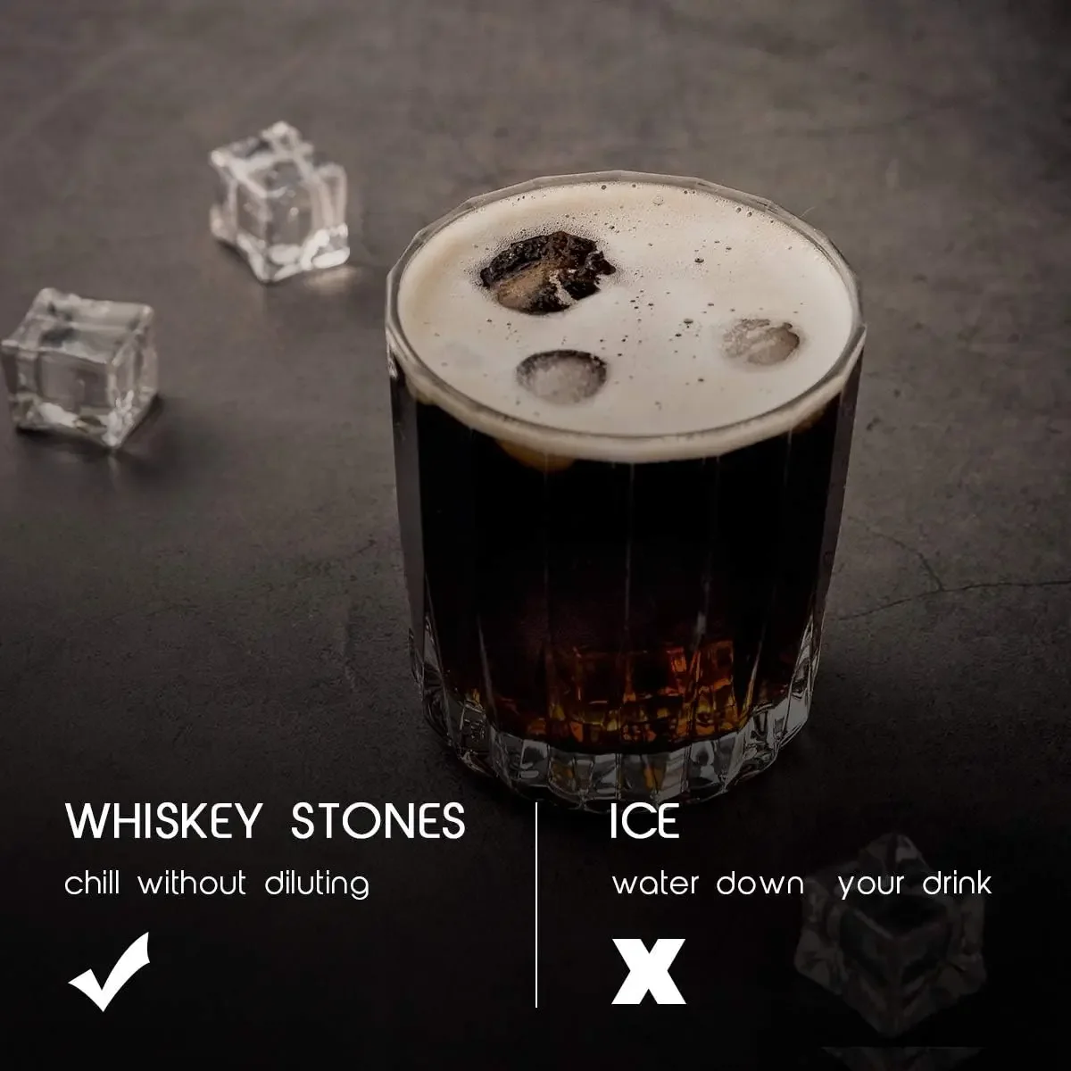 9Pcs Whiskey Stone Drinking Cooler Reusable Natural Ice Stone Sipping Ice Cubes Whiskey Granite Stone Christmas Bar Tools