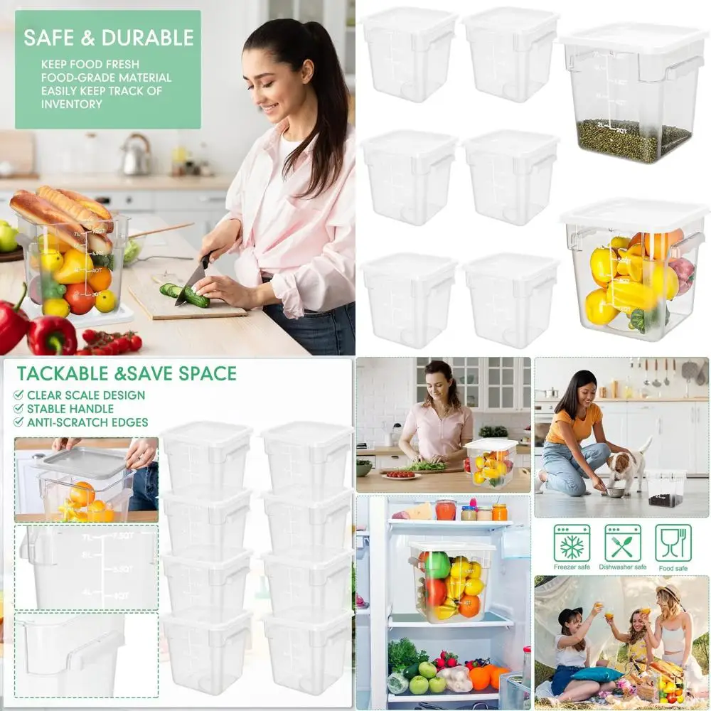 

Прозрачные коммерческие контейнеры для хранения продуктов питания на 8 литров с крышками и ручками, герметичные квадратные коробки из поликарбоната для дома и