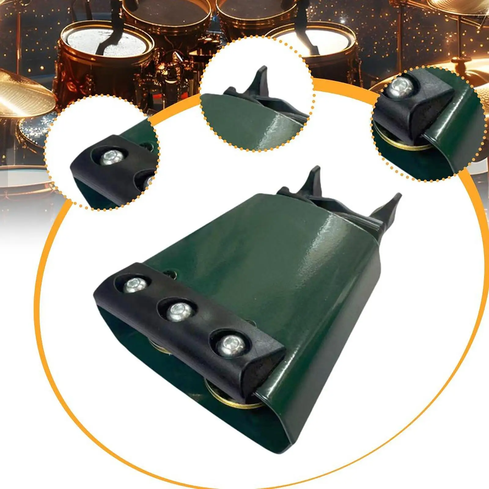 Cowbell Cow Bell with Mute Strip Metal Drum Kit Accessory Multiple Sound for Drum Set 4 inch for Festive Sports Events Rock