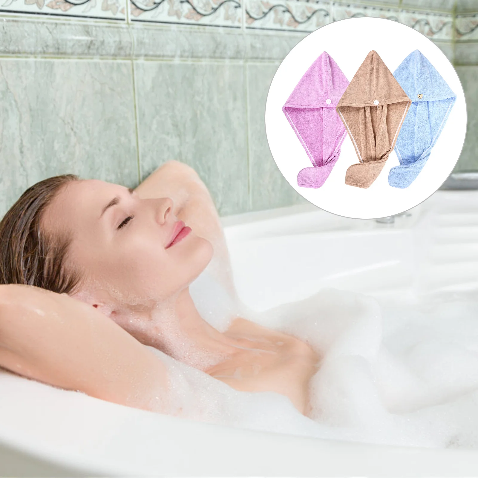 3 قطعة منشفة تجفيف الشعر غطاء ماص مادة الصوف المرجاني مريحة سريعة الجفاف يلتف تقليل كسر التجعد جميع أنواع الشعر #3