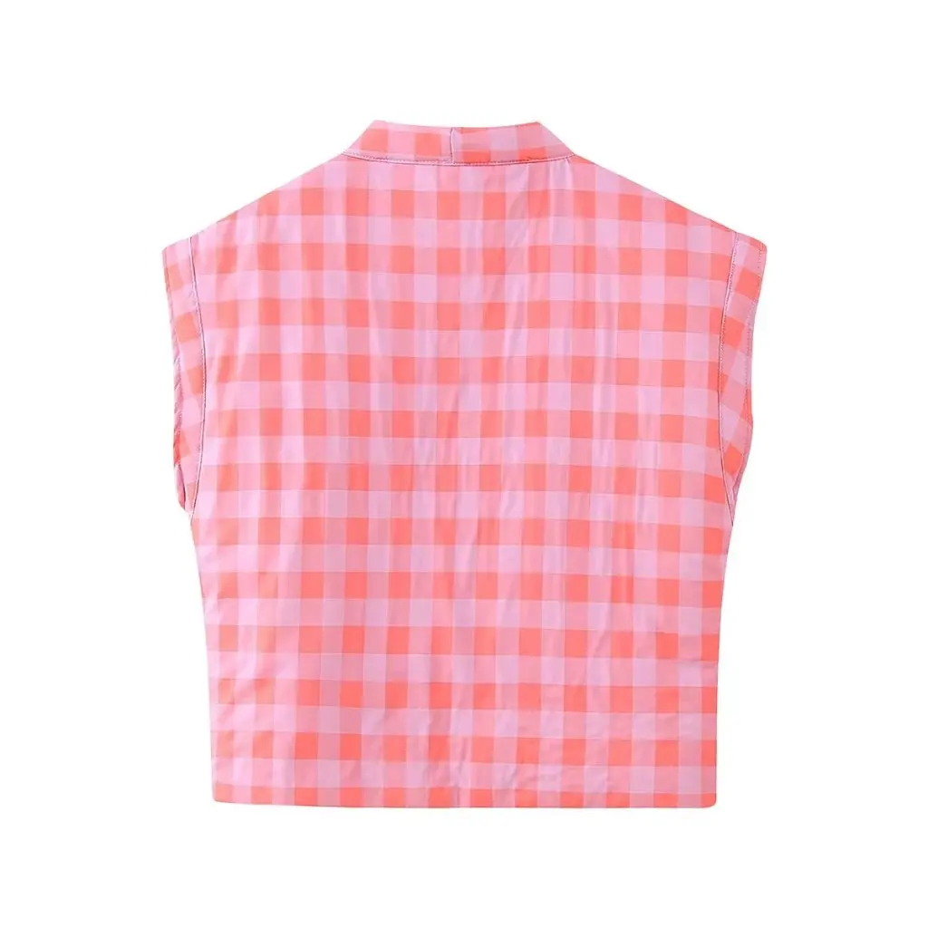 Women's Plaid Cotton-Padded Jacket Coat And Pants Suit Spring Pink Fashion European And American Styles