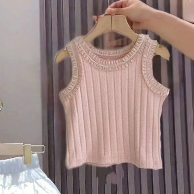 

3-12 Year Teenage Girl Summer Set 2025 New Children's Pink Vest+Cake Skirt Skirt Two-piece et Kids Clothing Set 100-160cm