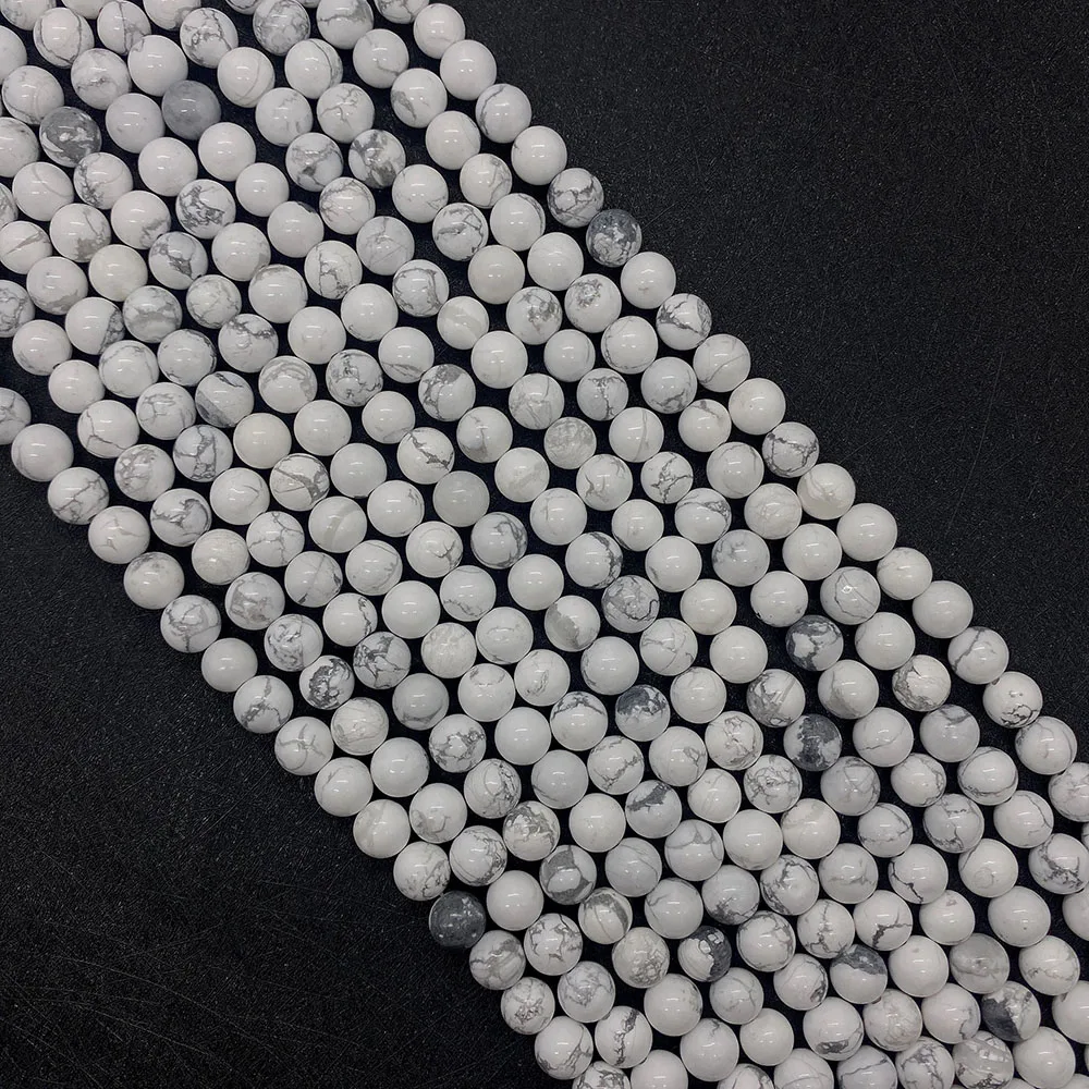 Howlite White Turquoise Round Loose Beads 6 8 10 mm Beads for Jewelry Making DIY Bracelet Accessories Supplies 15