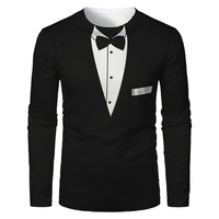 Realistic Suit Tuxedo 3D Print Pattern T Shirts Men Long Sleeve Casual Fashion T-shirt Sweatshirt Breathable Streetwear Tshirt