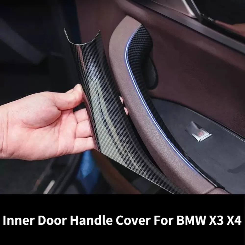

For BMW X3 X4 G01 G02 2018-2022 Interior Inner Door Handle Cover Protector Carbon Fiber Look Black Red Brown ABS Accessories