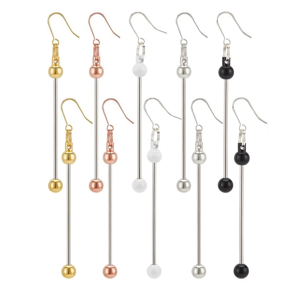 A20I 5 Colors Beadable Earring Bars 10pcs Beadable Bar Links Dangle Earring Blank Beading Earrings Finding Jewelry Connectors