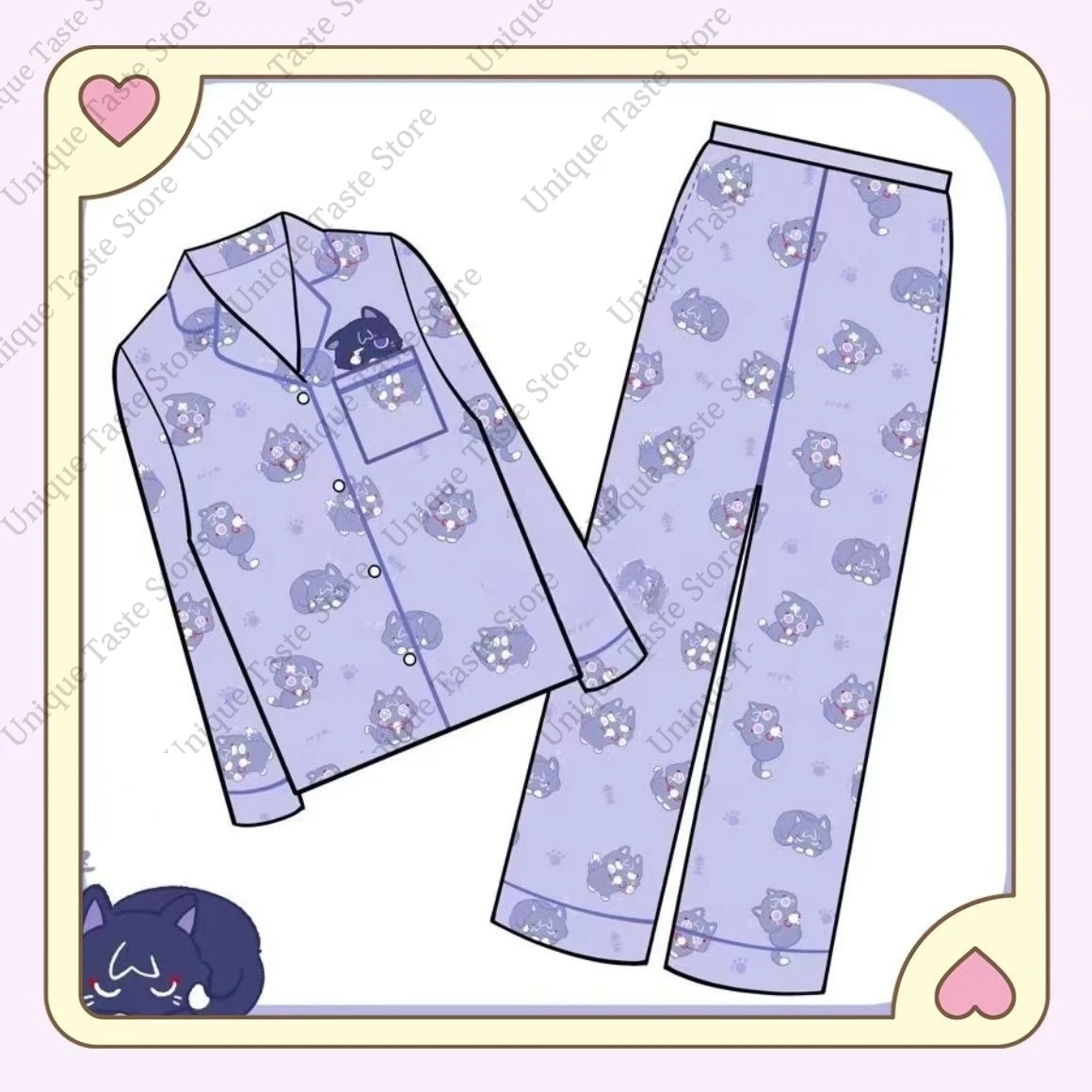 

Genshin Impact, пижамы с героями мультфильмов, комплект одежды для сна и брюк, брюки с милым котом, рубашка, домашняя одежда для отдыха, женский и мужской костюм с длинными рукавами