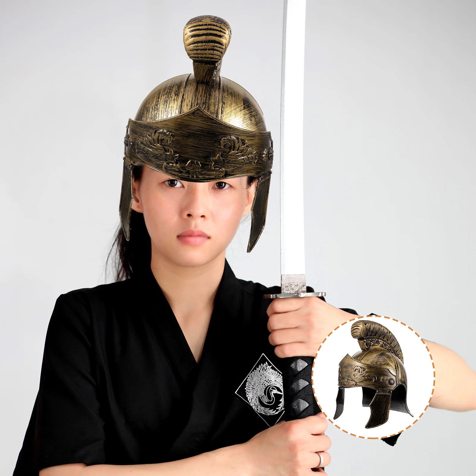 Casque Medieval Ancient Roman Shield Samurai Knight Hat Costume Decorative Soldier Plastic