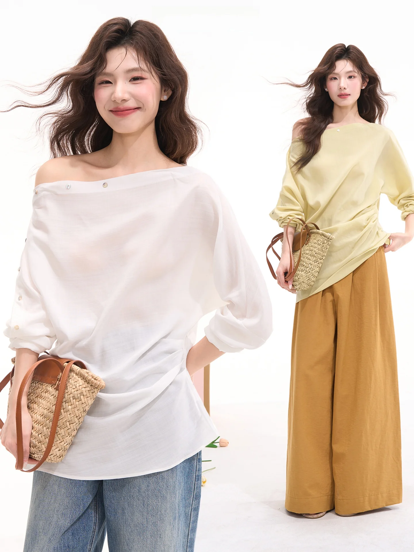 

Heme Window Flower Field Button up Shirt Women's Casual Style Waist Cinched Linen Long Sleeve Classic Fit Long Shirt