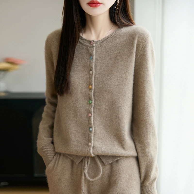 

Wool Cardigan Sweater Women Winter Cashmere Soft Warm Loose Casual Fashion Solid Color Knitted Clothing Comfortable Elegant Top