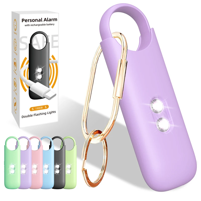 Rechargeable Personal Anti-Wolf Portable Emergency Call Alarm H6 Dual Flash Rechargeable Type-C with Metal Ring 2026