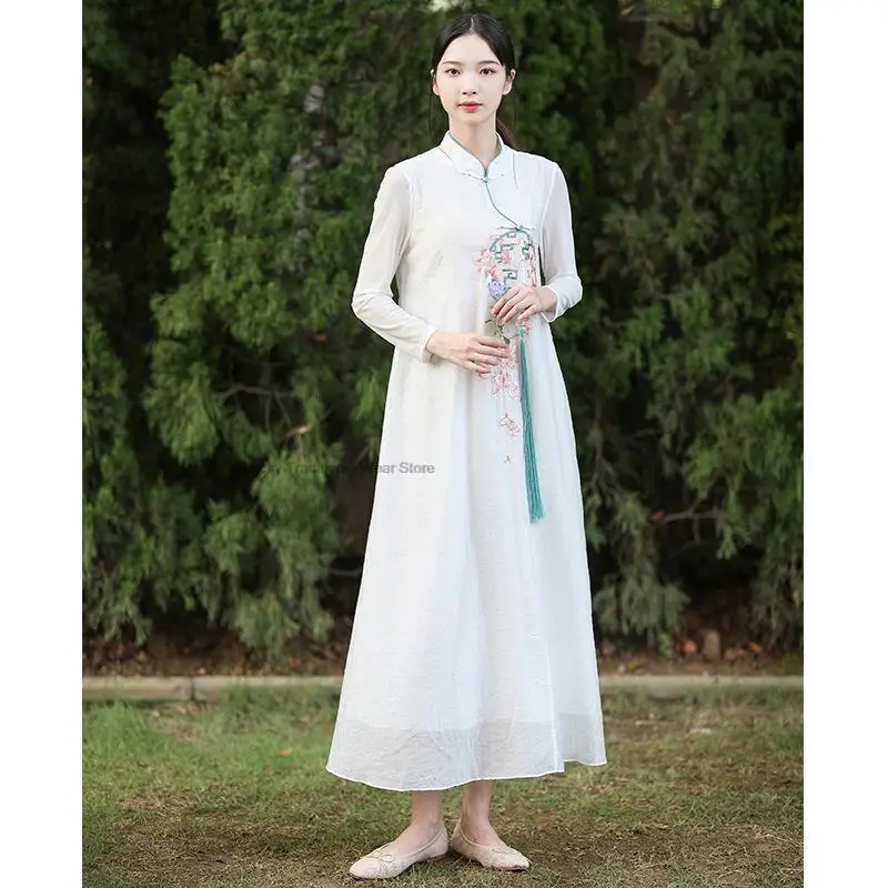 

Chinese Style Traditional Hanfu Qi Pao Improved National Style Women Elegant Vintage Classical Ao Dai Dress Vintage Dress