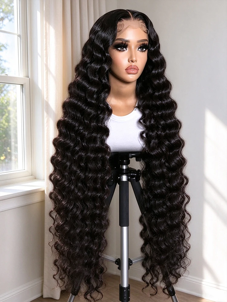 200% Real Density Loose Wave HD Transparent Lace Frontal Wig Clearance Price 4x4 Brazilian Loose Deep Waves Curly Wigs Water Wave Pre Plucked Lace Front Wig For Women