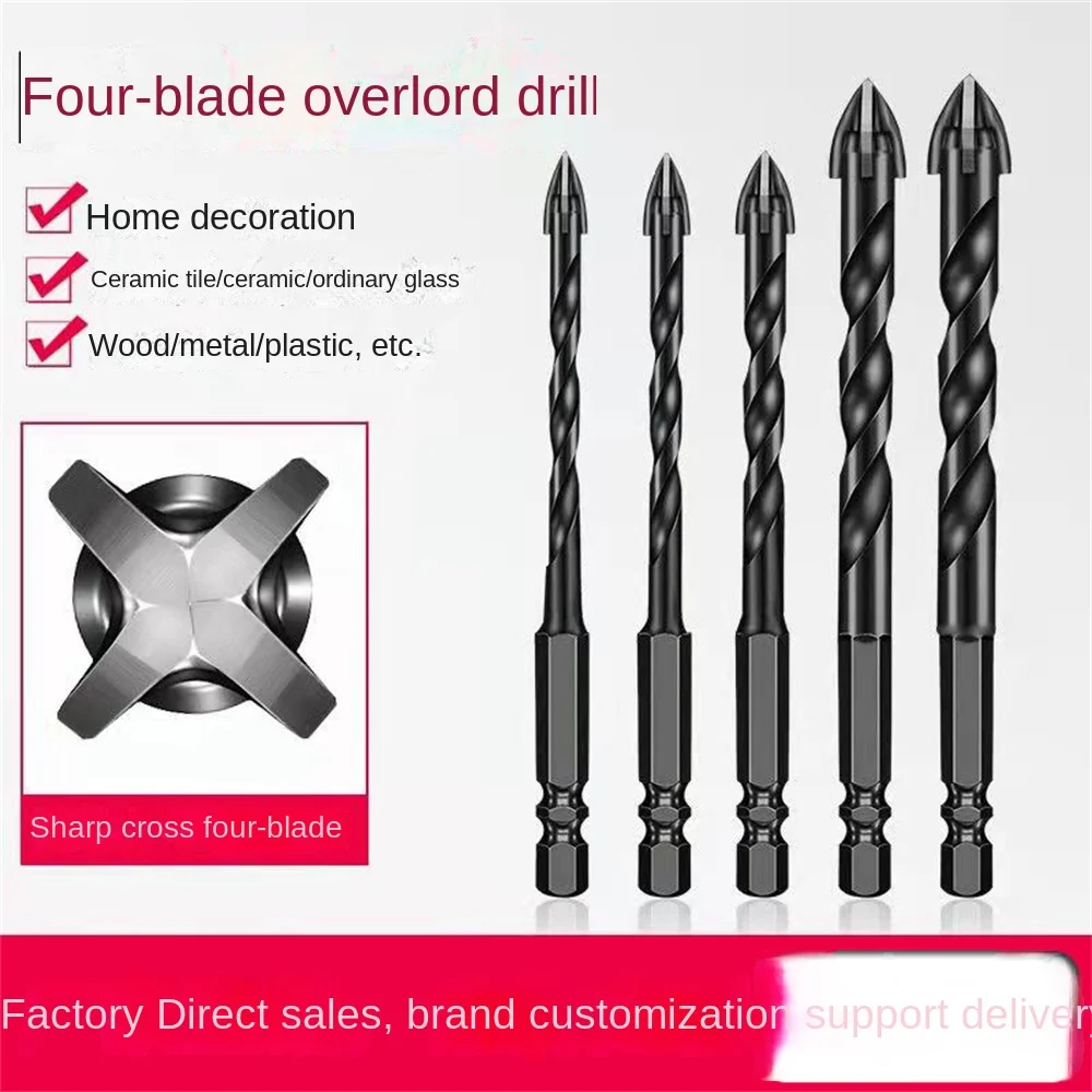 Masonry Drill Bits All-ceramic Aluminum Alloy Household 6mm Accessories Tools Ceramic Tile Cross Drill Four-blade Concrete