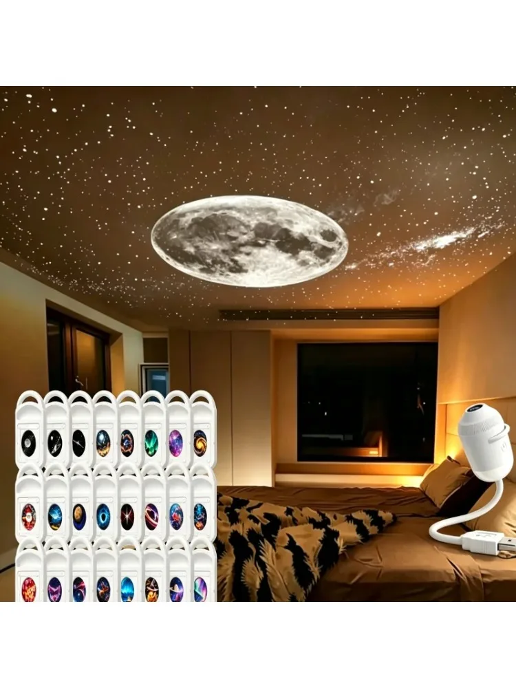 Intelligenter Galaxy-Ozean-Projektor 360 °   Einstellbare Sternenholographische Nachtbeleuchtung für Schlafzimmer, Decke, Auto, Zuhause, Atmosphärenlampe, Geschenke