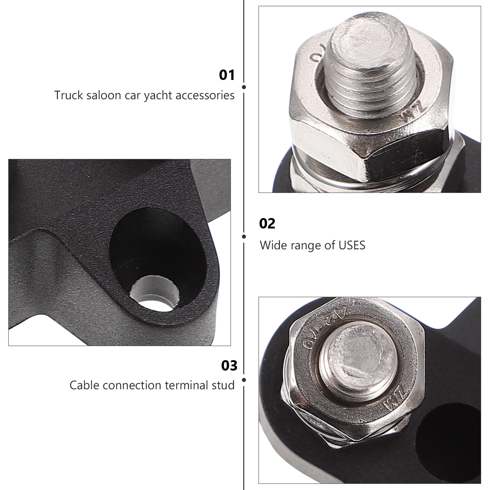 

Double-End Stud Heavy Duty Bus Bar Terminal Cable Connector for Car Boat Rv Power Distribution Junction Block