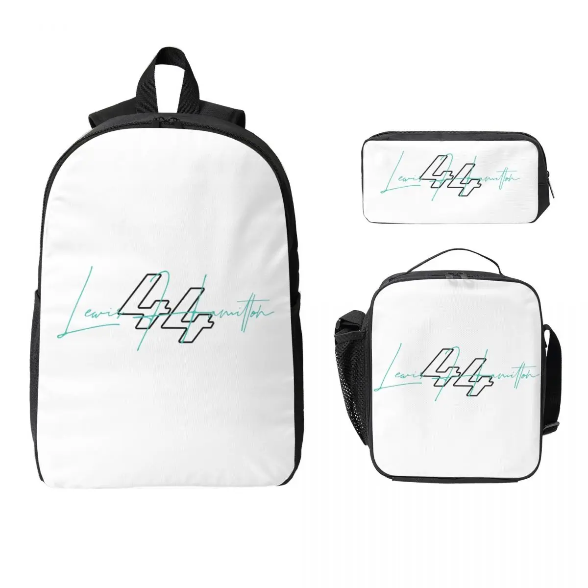 

Signature F1 Drivers Lewis Hamilton Backpack BookBag School Bag Computer Shoulder Bags 3ps Insulated Lunch Bag Pencil Case