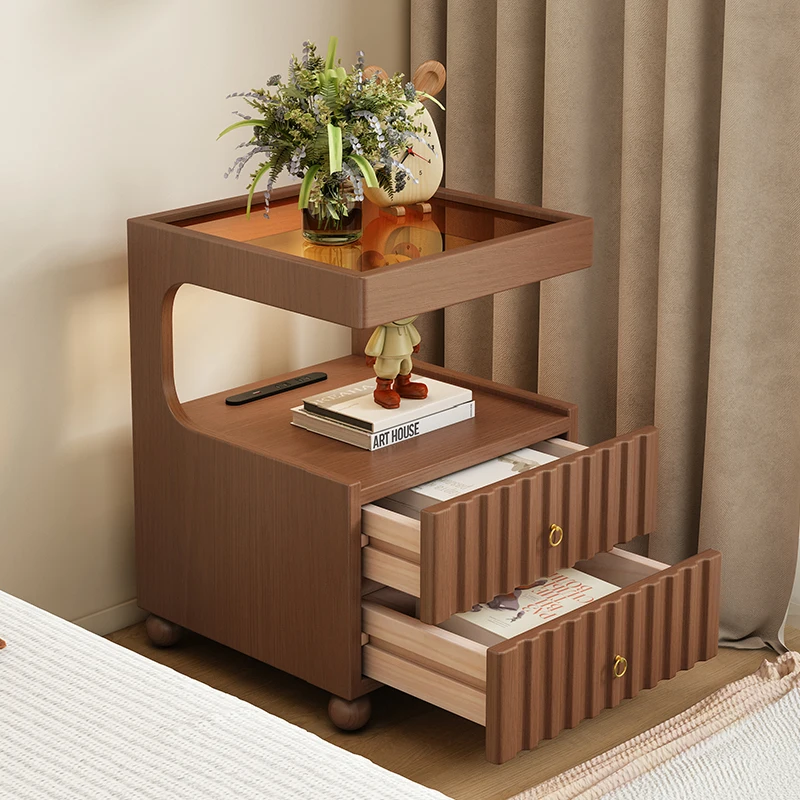 Solid wood bedside table locker