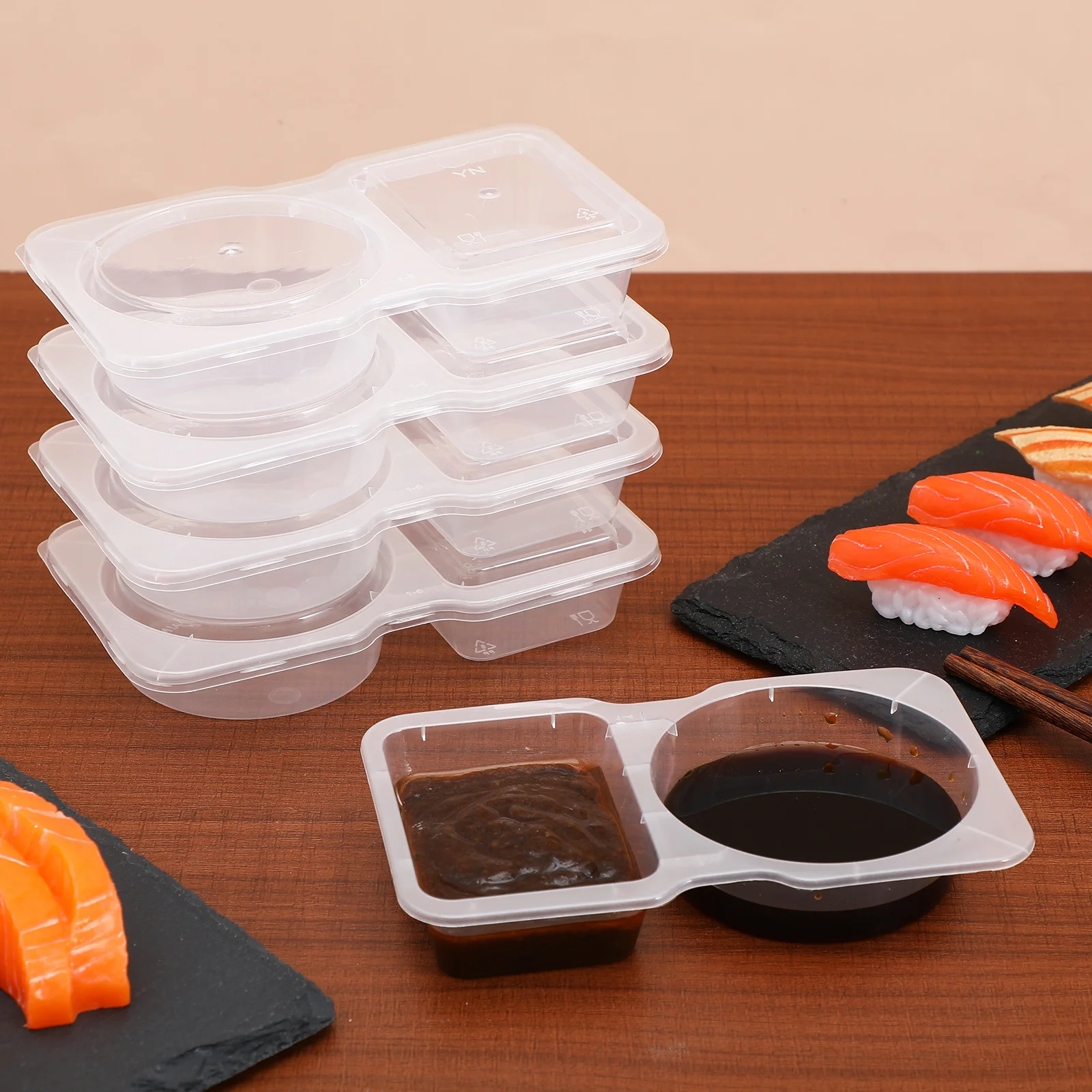 

20 Pcs Disposable Sauce Box Small Sauce Dipping Cups Portable Sauce Containers With Lids For Salad Dressing Spices 60 and 70ml