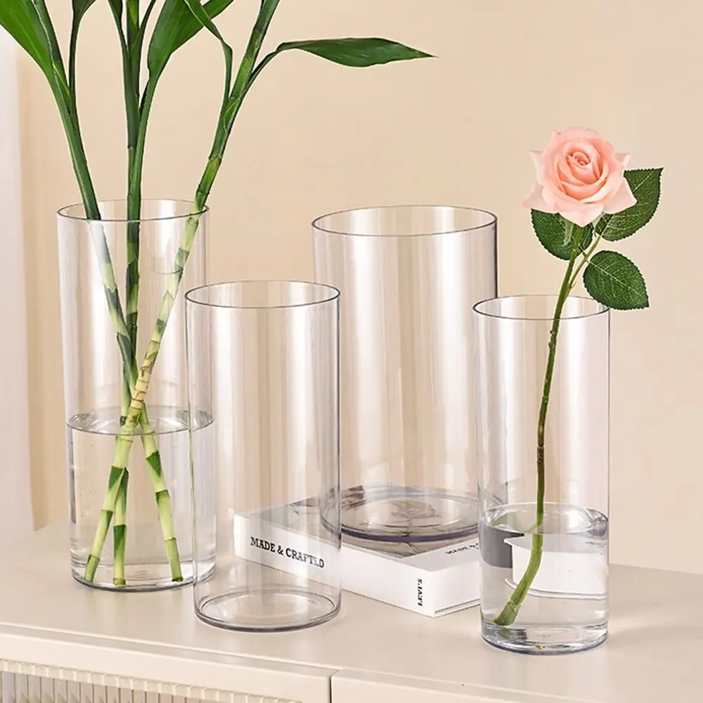 Hydroponic Plants Acrylic Cylinder Vase Shatterproof Fresh Flowers Transparent Flower Vase Durable Candles