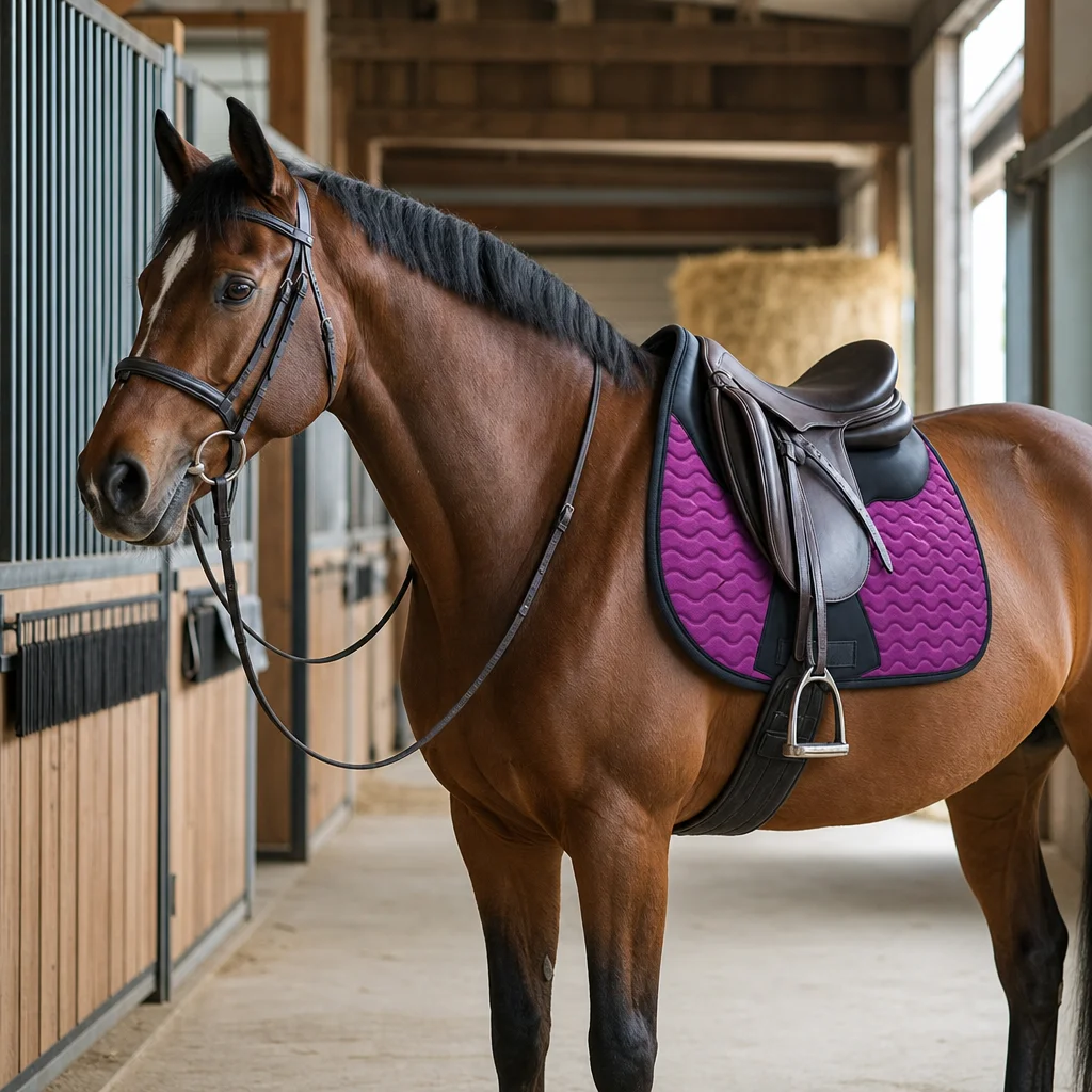 English Dressage Horse Saddle Pad with Quilted Floral Pattern Fabric Lining Dressage Saddle Pad