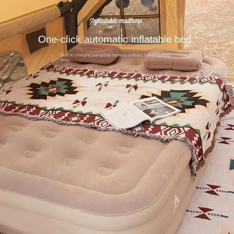 Inflatable Mattress Built-in Wireless Electric Inflation Pump Outdoors Camping Self Inflating Bed Travel Sleeping Air Mat