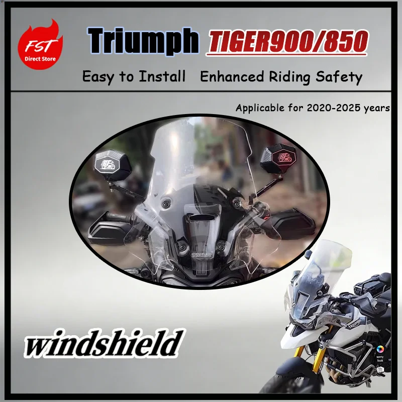 

FOR Triumph Tiger 900 850 Tall Front Windshield 2020-2025 Heightened Windscreen Windproof Rainproof Dustproof for ADV Riding