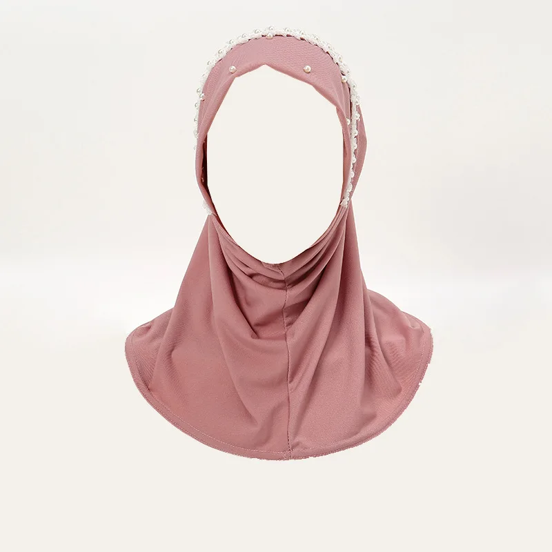 Hijab de flores de encaje con cuentas de pavo para mujer, gorro para envolver la cabeza, turbante, capucha, bufanda para la pérdida de cabello, envoltura preatada, Hijab elástico