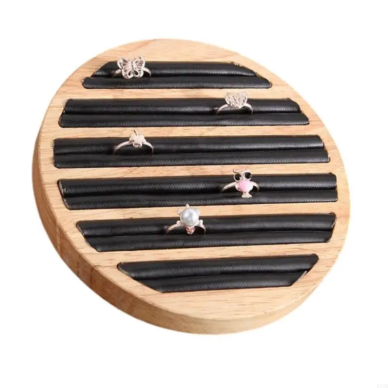  User Friendly Round Wooden Jewelry Tray Practical Rings Storage Holder For Ring Bracelet Earring Presentation Gift
