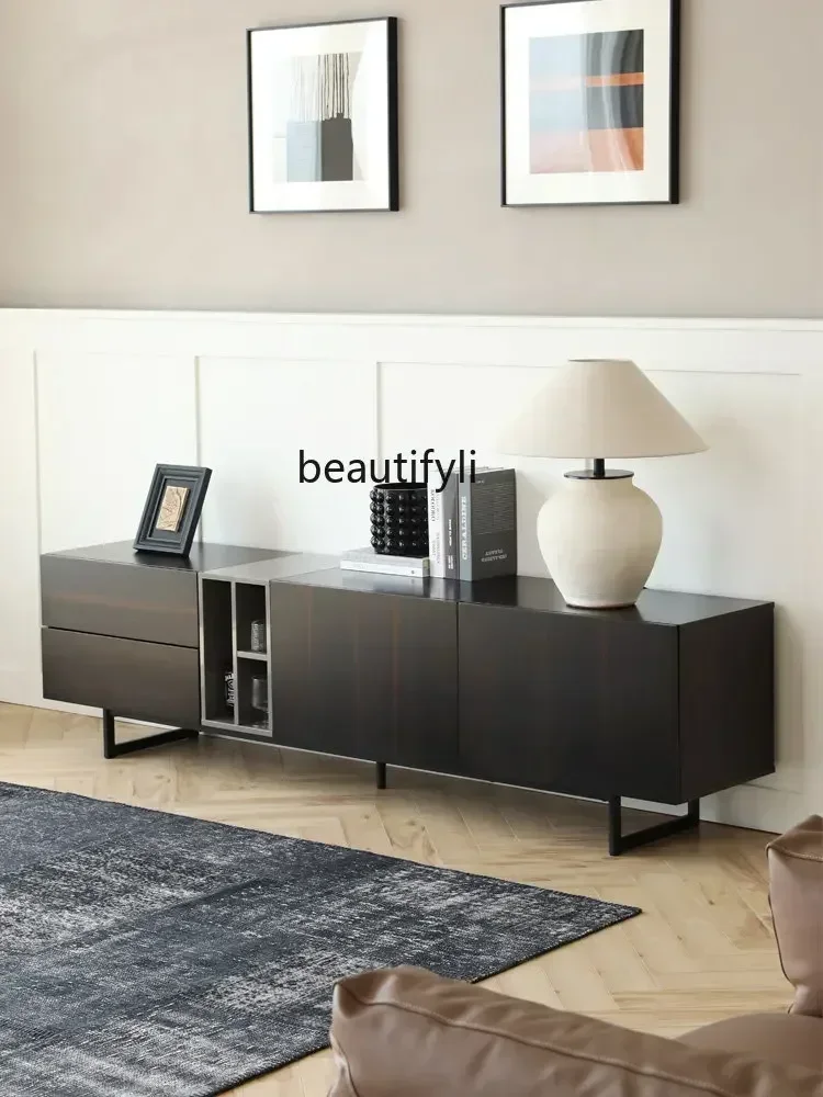 

54TV Cabinet Simple Modern Light Luxury High-Grade Smoked Wood TV Stand Living Room Side CabinetSSS