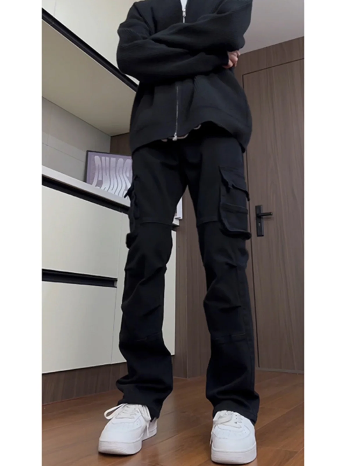 

American Retro Workwear Jeans Men's High Waist Leg Lengthening Slim Fit Straight Leg Winter Faion Cotton Polyester Blend
