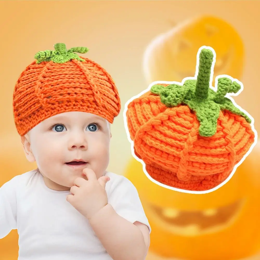 

Warm Autumn Winter Hats Halloween Caps Thickened Warmer Bonnet Soft Skullies Cap Pumpkin Knitted Hat Baby Children Kids
