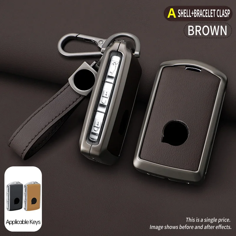 Zinc Alloy Leather Car Key Case Cover for Volvo S60 S90 XC40 XC60 XC90 V60 V90 T6 T8 Auto Key Shell Protection Accessaries
