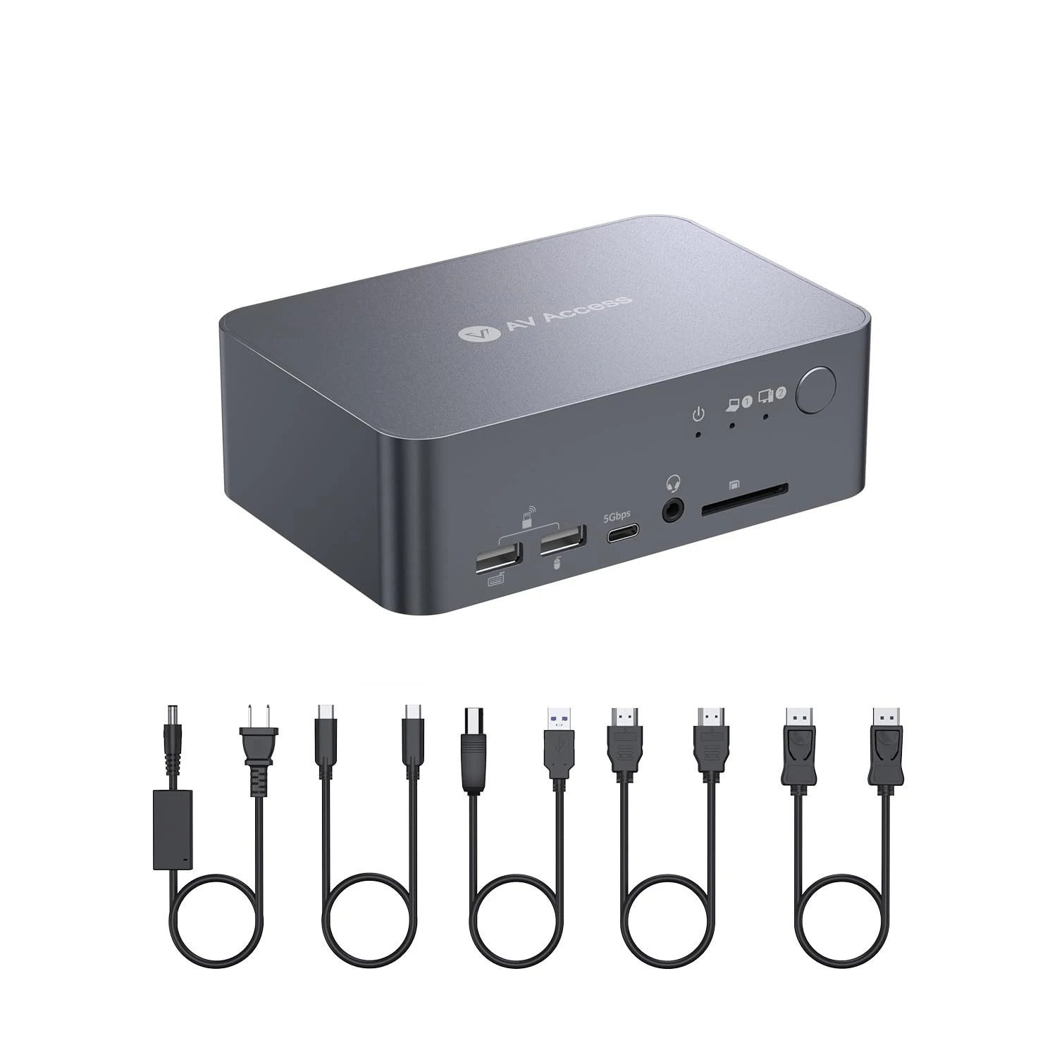 AV Access Docking Station KVM Switch 4K@60Hz Dual Monitor for Laptop & Desktop,USB-C Charge,EDID with 1G Ethernet(iDock-C10)