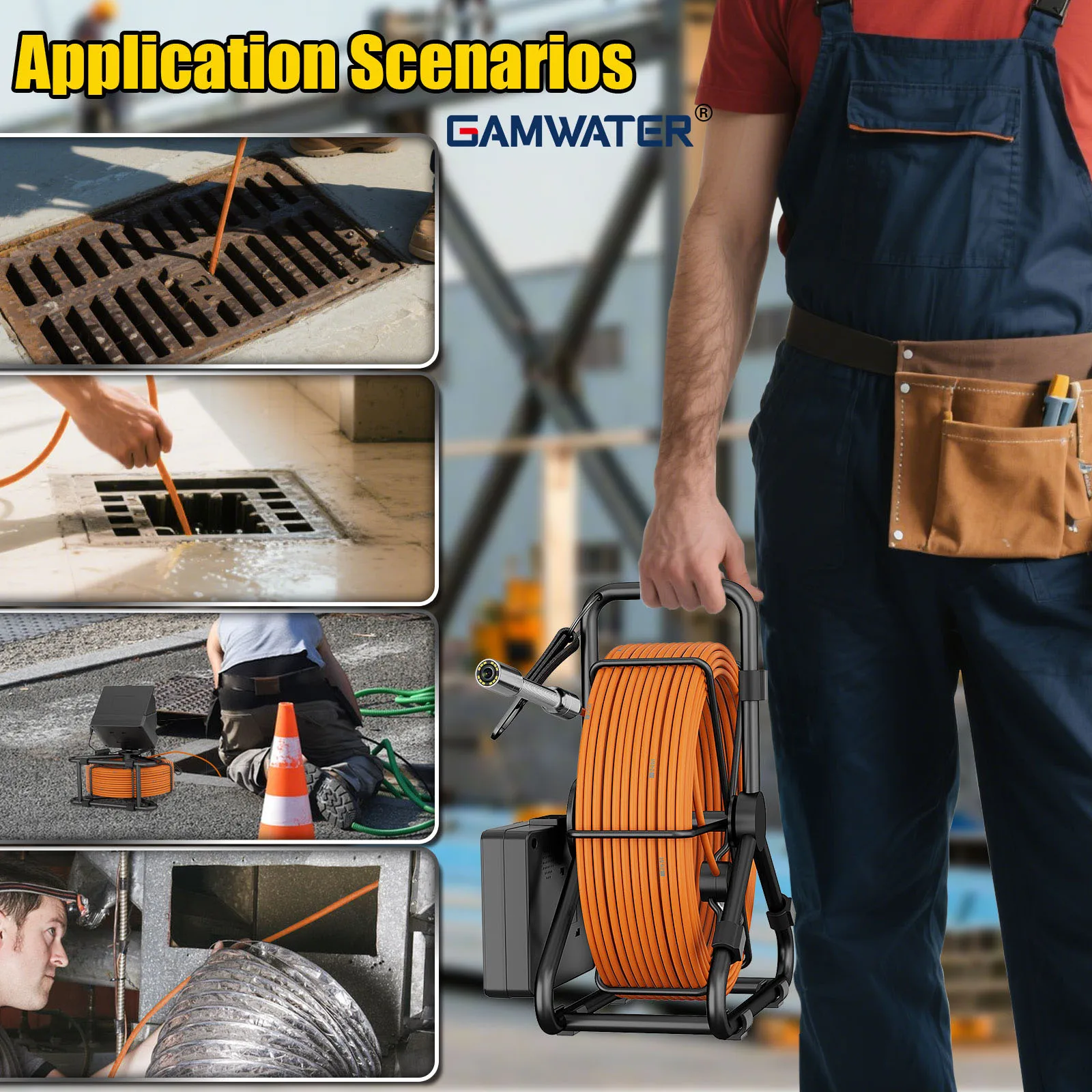 4,3 inch rioolinspectiecamera met IP68 waterdichte beoordeling en 8500 mAh batterij voor onderzoek van afvoerpijpen