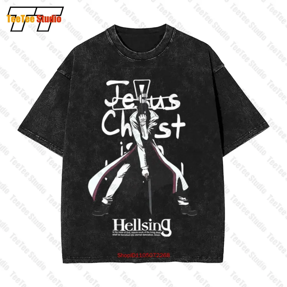 Hellsing Mens Vintage Oversized T-Shirt Anderson Jesus Christ Posed Image P5AD