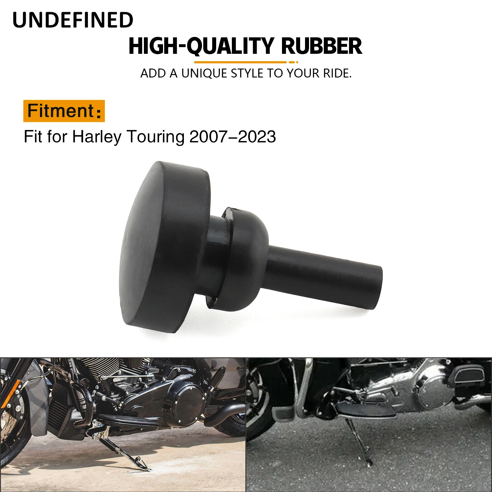 Preto jiffy suporte kickstand almofada de borracha para harley touring electra glide rua glide estrada glide road king cvo 2007-2023