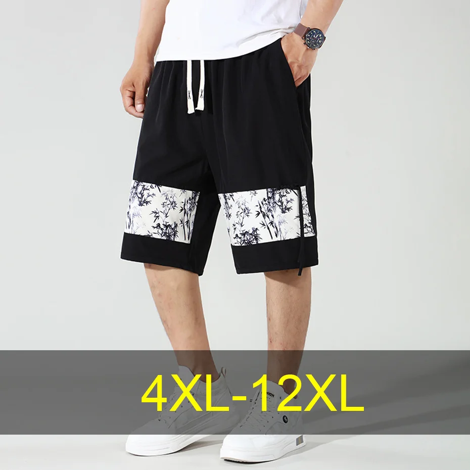 12XL Plus Size Summer Shorts Men Patchwork Shorts Fashion Casual Short Pants Male Summer Elastic Waist Shorts Big Size 12XL