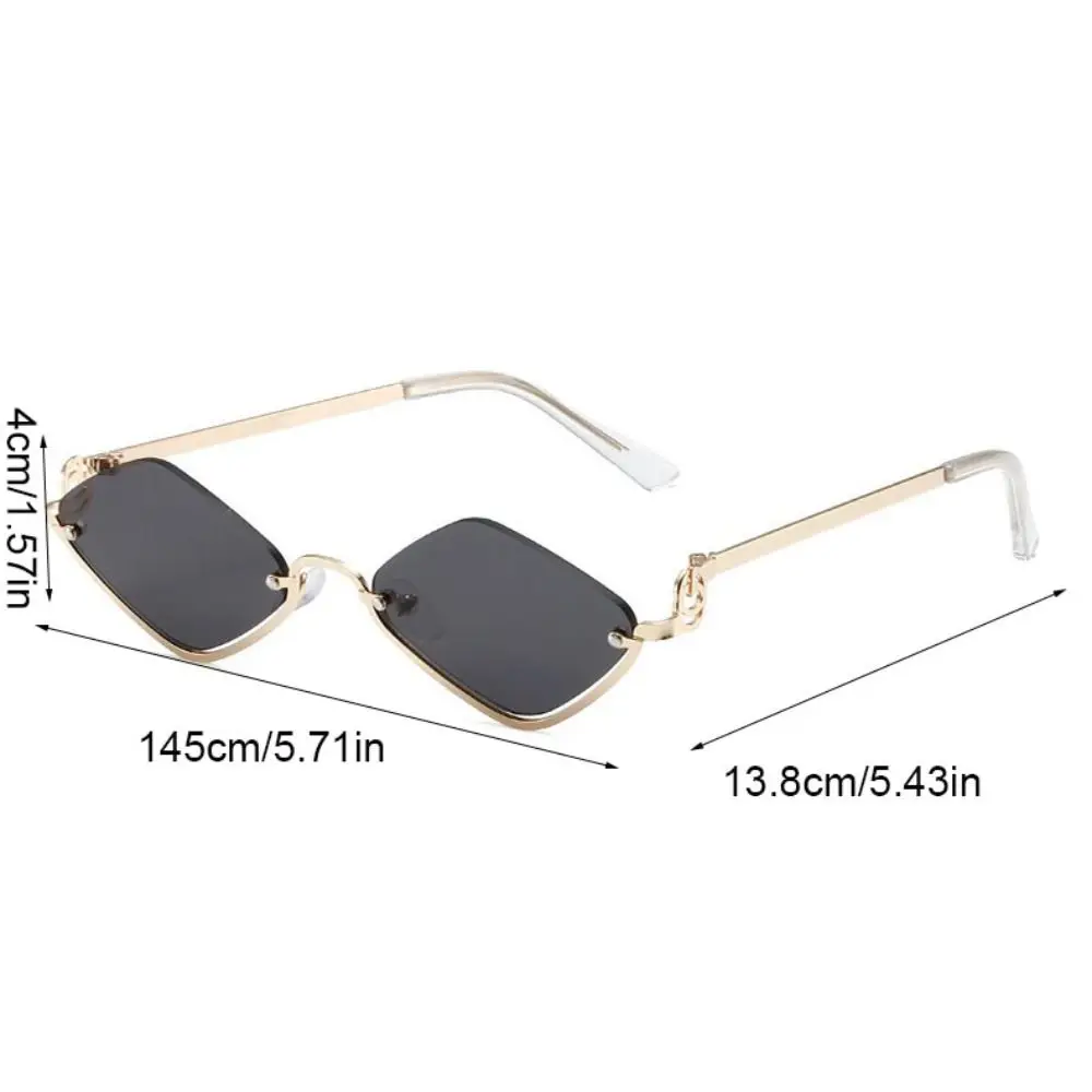 Occhiali da sole a rombo UV400 Protezione UV Mezza montatura in metallo Resistente ai raggi UV Occhiali da ciclismo in vetro Cat Eye Shades Occhiali da sole poligonali