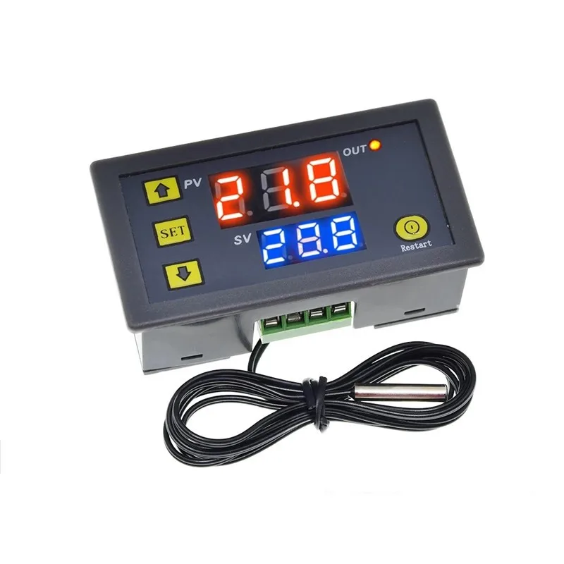 W3230 12V 24V AC110-220V Probe line 20A Digital Temperature Control LED Display Thermostat With Heat/Cooling Control Instrument