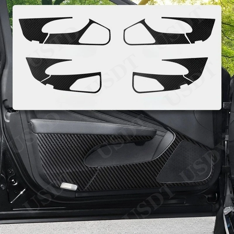 

4PCS For LEXUS LS LS500 2025 2024 2023 2018-2022 Leather Carbon Fiber Sticker Door Anti Kick Cover Door Sill Protection Mat
