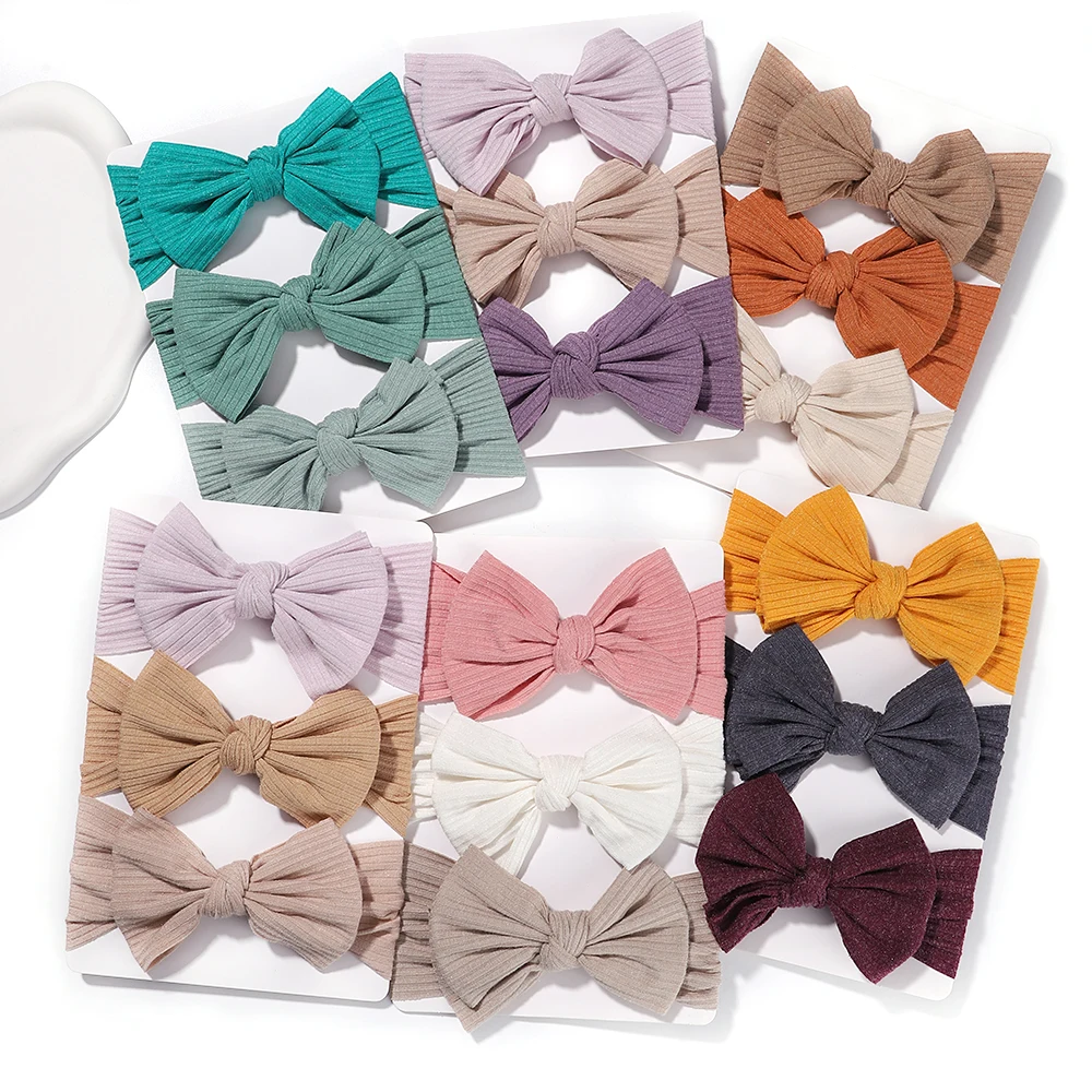 

3Pcs/Set Colorful Baby Newborn Headband Bowknot Knotted Hairbands Soft Knitted Kids Headwear Infant Turban For Girls Accessories