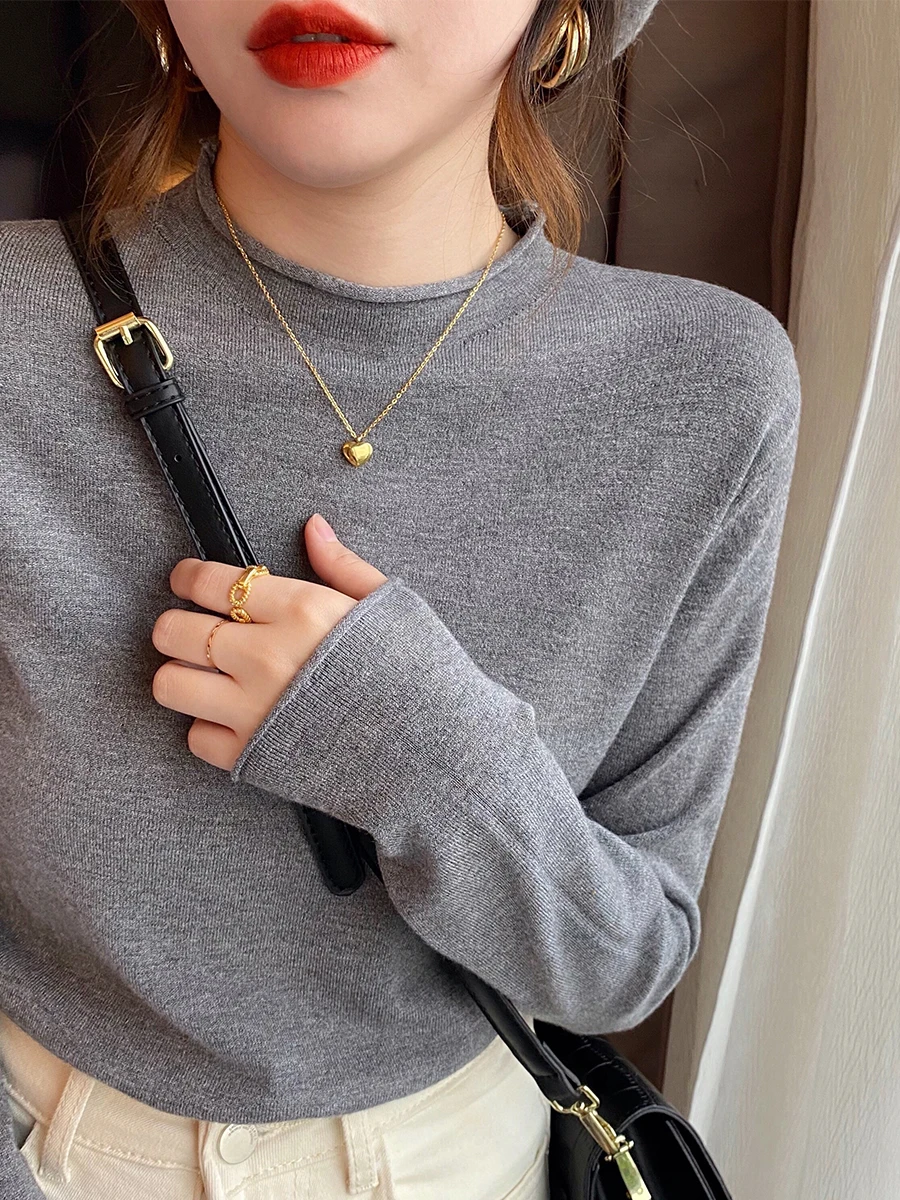 

Korean Solid Style Simple Base Layer Tops Women's Casual Vintage Knitted Pullovers 2025 Autumn Winter Fashion Turtleneck Sweater