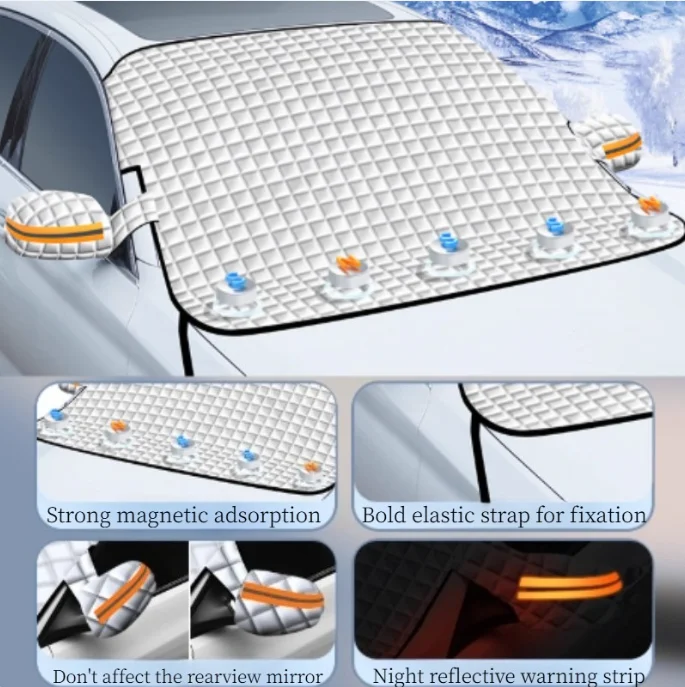 

【Магнитный и универсальный】Снежный чехол на лобовое стекло автомобиля — быстрая установка для защиты от снега/туроженого
