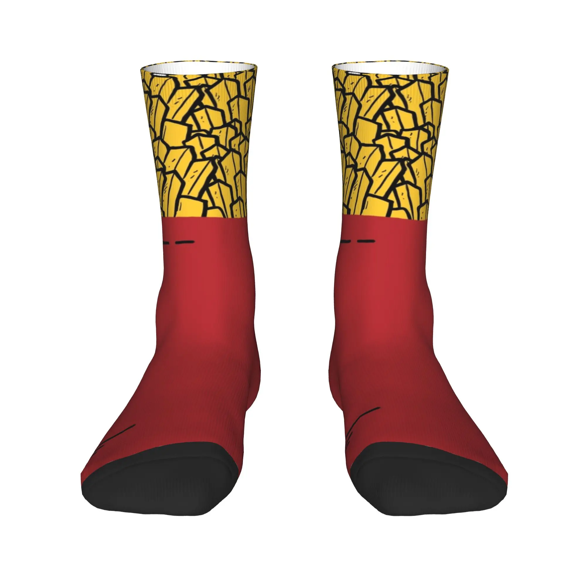 Medias divertidas Calcetines divertidos con diseño de patatas fritas de hip-hop Mujeres Hombres Calcetines cálidos y suaves para monopatín