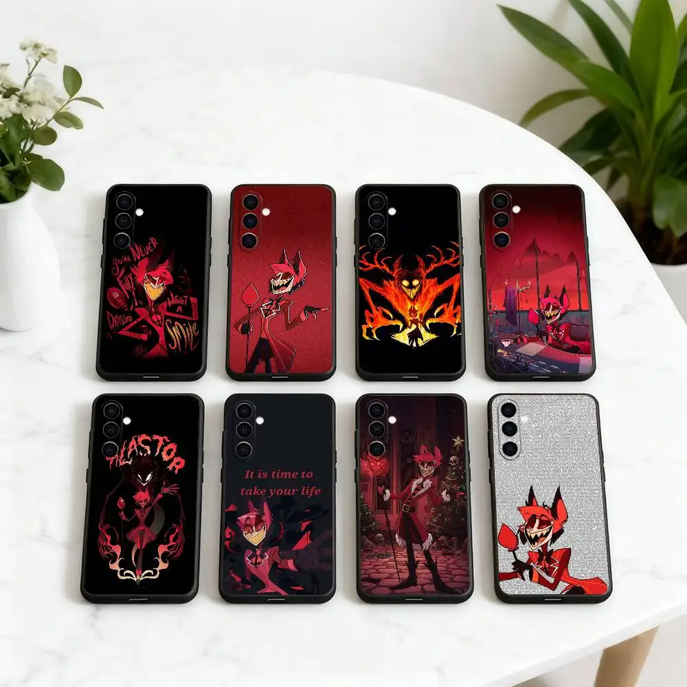 

H-Hazbin H-Hotel A-Alastor HHA Phone Case For Samsung Galaxy A73,A72,A71,A70,A53,A52,A51,Soft Silicone Black Cover